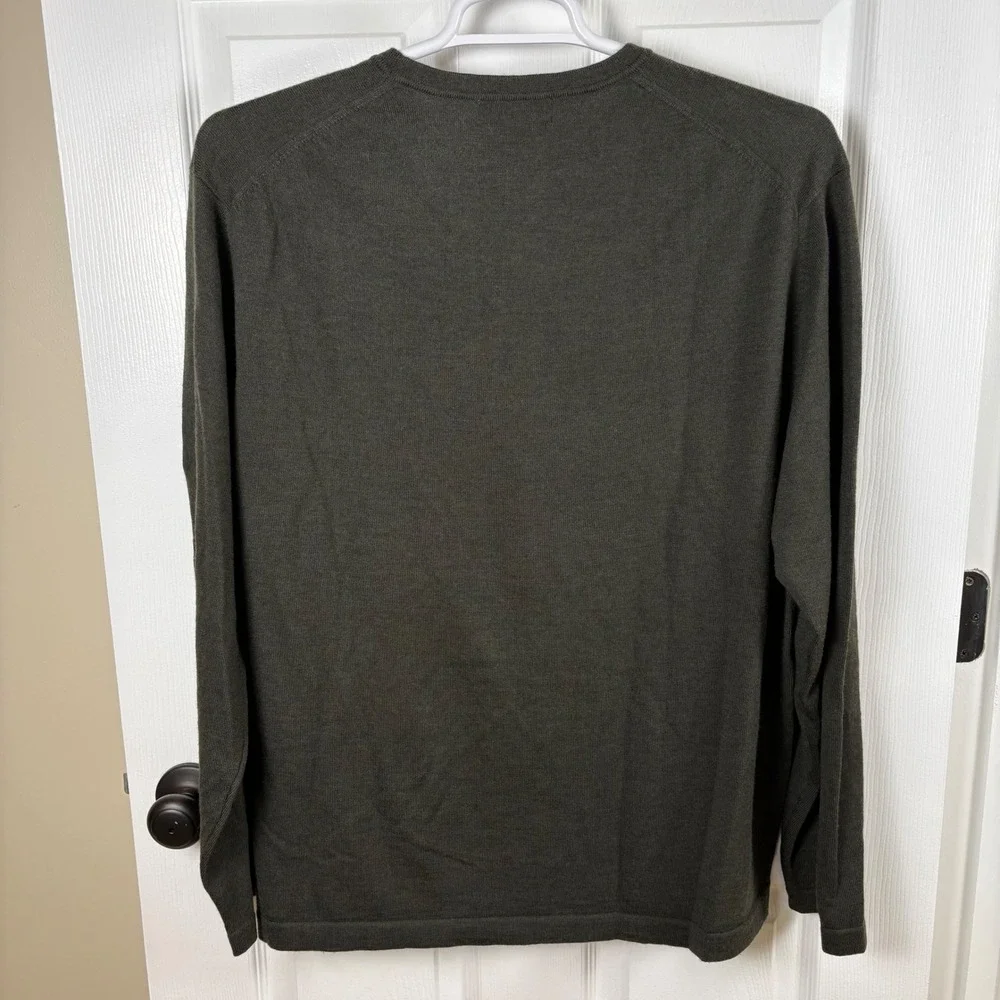 Banana Republic Sweater Mens XXL Green Italian Merino Wool Crewneck Minimalist